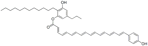 17-(4-Hydroxyphenyl)-2,4,6,8,10,12,14,16-heptadecaoctaenoic acid 2-dodecyl-3-hydroxy-5-propylphenyl ester,78368-43-1,结构式
