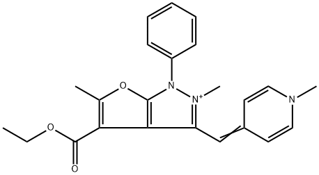 1H-Furo[2,3-c]pyrazolium,  4-(ethoxycarbonyl)-2,5-dimethyl-3-[(1-methyl-4(1H)-pyridinylidene)methyl]-1-phenyl-,785044-56-6,结构式