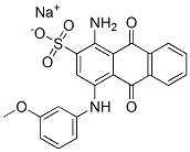 sodium 1-amino-9,10-dihydro-4-[(3-methoxyphenyl)amino]-9,10-dioxoanthracene-2-sulphonate Struktur