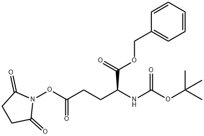 N-(tert-ブトキシカルボニル)-L-グルタミン酸1-ベンジル5-スクシンイミジル 化学構造式