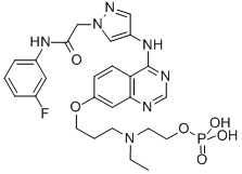 2-[Ethyl[3-[[4-[[1-[2-[(3-fluorophenyl)amino]-2-oxoethyl]-1H-pyrazol-4-yl]amino]quinazolin-7-yl]oxy]propyl]amino]ethyl dihydrogen phosphate Structure