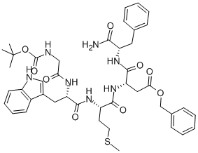 N-T-BOC-GLY-TRP-MET-ASP(BENZYL)-PHEAMIDE) 化学構造式