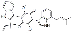 2-[2-(1,1-ジメチル-2-プロペニル)-1H-インドール-3-イル]-5-[7-(3-メチル-2-ブテニル)-1H-インドール-3-イル]-3,6-ジメトキシ-2,5-シクロヘキサジエン-1,4-ジオン 化学構造式