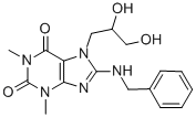 1H-Purine-2,6-dione, 3,7-dihydro-7-(2,3-dihydroxypropyl)-1,3-dimethyl- 8-((phenylmethyl)amino)- Structure