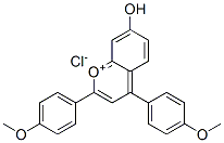 1-Benzopyrylium, 7-hydroxy-2,4-bis(4-methoxyphenyl)-, chloride,78776-53-1,结构式