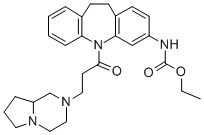 Carbamic acid, (5-(3-(hexahydropyrrolo(1,2-a)pyrazine-2(1H)-yl)-1-oxop ropyl)-10,11-dihydro-5H-dibenz(b,f)azepin-3-yl)-, ethyl ester Struktur