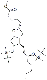 (5Z,9S,11R,13E,15S)-11,15-ビス[[(1,1-ジメチルエチル)ジメチルシリル]オキシ]-6,9-エポキシプロスタ-5,13-ジエン-1-酸メチル 化学構造式