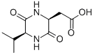(2S)-3,6-ジオキソ-5β-イソプロピル-2β-ピペラジン酢酸 化学構造式