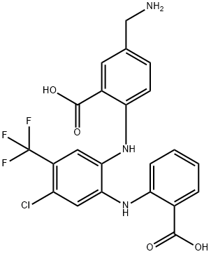 Benzoic  acid,  5-(aminomethyl)-2-[[2-[(2-carboxyphenyl)amino]-4-chloro-5-(trifluoromethyl)phenyl]amino]- 结构式
