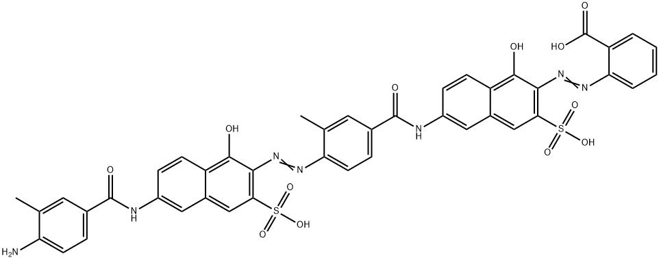 2-[[6-[[4-[[6-[(4-Amino-3-methylbenzoyl)amino]-1-hydroxy-3-sulfo-2-naphthalenyl]azo]-3-methylbenzoyl]amino]-1-hydroxy-3-sulfo-2-naphthalenyl]azo]benzoic acid 结构式