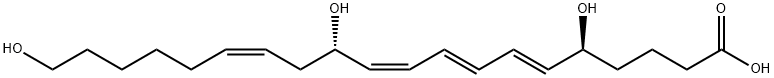 5,12,20-trihydroxy-6,8,10,14-eicosatetraenoic acid Structure
