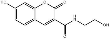7-ヒドロキシ-N-(2-ヒドロキシエチル)-2-オキソ-2H-1-ベンゾピラン-3-カルボアミド 化学構造式