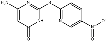 6-Amino-2-(5-nitro-pyridin-2-ylsulfanyl)-3H-pyrimidin-4-one Struktur