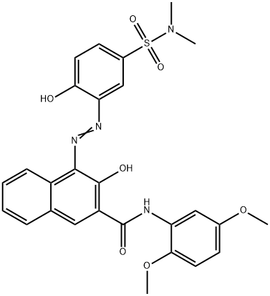 N-(2,5-dimethoxyphenyl)-4-[[5-[(dimethylamino)sulphonyl]-2-hydroxyphenyl]azo]-3-hydroxynaphthalene-2-carboxamide 结构式