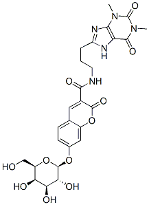 7-(beta-D-galactopyranosyloxy)-2-oxo-N-[3-(2,3,6,7-tetrahydro-1,3-dimethyl-2,6-dioxo-1H-purin-8-yl)propyl]-2H-1-benzopyran-3-carboxamide,79181-90-1,结构式