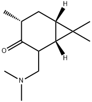 Bicyclo[4.1.0]heptan-3-one, 2-[(dimethylamino)methyl]-4,7,7-trimethyl-, [1S-(1alpha,4ba,6alpha)]- (9CI) Structure
