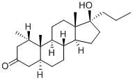17β-ヒドロキシ-1α-メチル-17-プロピル-5α-アンドロスタン-3-オン 化学構造式