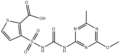 3-[[(4-メトキシ-6-メチル-1,3,5-トリアジン-2-イル)カルバモイル]スルファモイル]チオフェン-2-カルボン酸 化学構造式