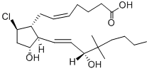 (5Z,13E,15R)-9β-クロロ-11α,15-ジヒドロキシ-16,16-ジメチルプロスタ-5,13-ジエン-1-酸 化学構造式