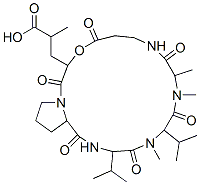 2-methyl-3-(10,11,14-trimethyl-2,5,9,12,15,18-hexaoxo-13,16-dipropan-2 -yl-4-oxa-1,8,11,14,17-pentazabicyclo[17.3.0]docos-3-yl)propanoic acid,79385-97-0,结构式