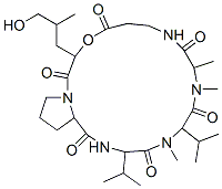 3-(3-hydroxy-2-methyl-propyl)-10,11,14-trimethyl-13,16-dipropan-2-yl-4 -oxa-1,8,11,14,17-pentazabicyclo[17.3.0]docosane-2,5,9,12,15,18-hexone,79385-99-2,结构式