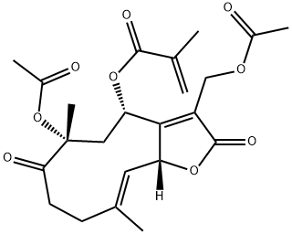 2-Methylpropenoic acid [(4S,6R,10E,11aR)-6-acetoxy-3-acetoxymethyl-2,4,5,6,7,8,9,11a-octahydro-6,10-dimethyl-2,7-dioxocyclodeca[b]furan-4-yl] ester|