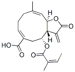 (3aR,4R,6Z,10E,11aR)-2,3,3a,4,5,8,9,11a-Octahydro-10-methyl-3-methylene-4-[[(Z)-2-methyl-1-oxo-2-butenyl]oxy]-2-oxocyclodeca[b]furan-6-carboxylic acid Structure