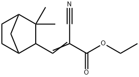 2-シアノ-3-(3,3-ジメチルビシクロ[2.2.1]ヘプタン-2-イル)プロペン酸エチル 化学構造式