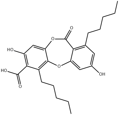3,8-Dihydroxy-11-oxo-1,6-dipentyl-11H-dibenzo[b,e][1,4]dioxepin-7-carboxylic acid Structure