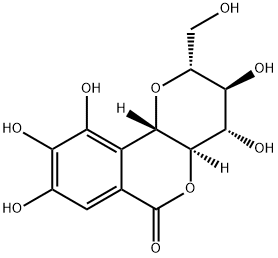 (2R)-3,4,4aα,10bβ-テトラヒドロ-3β,4α,8,9,10-ペンタヒドロキシ-2α-(ヒドロキシメチル)ピラノ[3,2-c][2]ベンゾピラン-6(2H)-オン 化学構造式