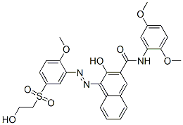 N-(2,5-dimethoxyphenyl)-3-hydroxy-4-[[5-[(2-hydroxyethyl)sulphonyl]-2-methoxyphenyl]azo]naphthalene-2-carboxamide Struktur