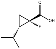 Cyclopropanecarboxylic acid, 1-fluoro-2-(1-methylethyl)-, trans- (9CI),79658-29-0,结构式