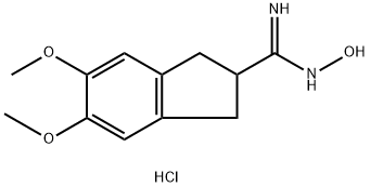 2,3-dihydro-N-hydroxy-5,6-dimethoxy-1H-indene-2-carboxamidine monohydrochloride Structure