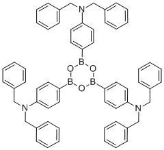 N,N',N''-(2,4,6-Boroxintriyltri-4,1-phenylene)tris[N-(phenylmethyl)benzenemethanamine] 化学構造式