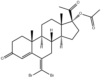17Α-乙酰氧基-6-二溴亚甲基孕甾-4-烯-3,20-二酮,79694-56-7,结构式