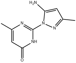 2-(5-Amino-3-methyl-1H-pyrazol-1-yl)-6-methylpyrimidin-4(3H)-one 化学構造式