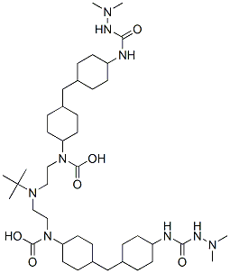 ビス[[4-[[4-[[(2,2-ジメチルヒドラジノ)カルボニル]アミノ]シクロヘキシル]メチル]シクロヘキシル]カルバミド酸]tert-ブチルイミノビス(2,1-エタンジイル) 化学構造式