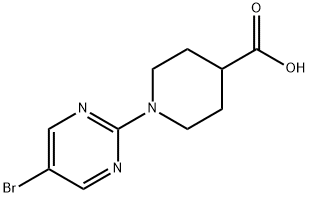 1-(5-BROMOPYRIMIDIN-2-YL)PIPERIDINE-4-CARBOXYLIC ACID, 799283-92-4, 结构式