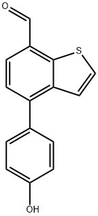 BENZO[B]THIOPHENE-7-CARBOXALDEHYDE, 4-(4-HYDROXYPHENYL)- Struktur