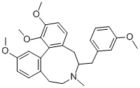 5H-Dibenz(d,f)azonine, 6,7,8,9-tetrahydro-6-((3-methoxyphenyl)methyl)- 7-methyl-1,2,12-trimethoxy-, (-)- Struktur