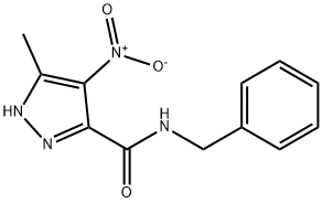 1H-Pyrazole-3-carboxamide, 5-methyl-4-nitro-N-(phenylmethyl)-,80030-79-1,结构式