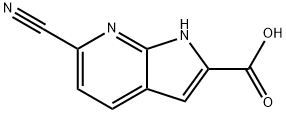 1H-Pyrrolo[2,3-b]pyridine-2-carboxylic acid, 6-cyano- Struktur