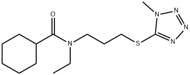 1-Methyl-5-(3-(N-ethyl-N-cyclohexylcarbonylamino)propyl)thio-1,2,3,4-t etrazole 化学構造式