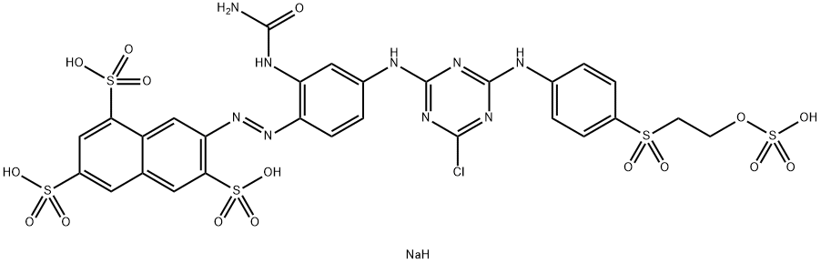 7-[4-[4-Chloro-6-[4-[2-(sodiooxysulfonyloxy)ethylsulfonyl]anilino]-1,3,5-triazine-2-ylamino]-2-ureidophenylazo]-1,3,6-naphthalenetrisulfonic acid trisodium salt Structure