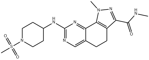 1H-Pyrazolo[4,3-h]quinazoline-3-carboxaMide, 4,5-dihydro-N,1-diMethyl-8-[[1-(Methylsulfonyl)-4-piperidinyl]aMino]- Struktur