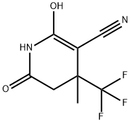 Nicotinonitrile, 1,4,5,6-tetrahydro-2-hydroxy-4-methyl-6-oxo-4-(trifluoromethyl)- (8CI) Struktur