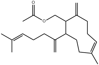 1-Methyl-7-(5-methyl-1-methylene-4-hexenyl)-5-methylene-1-cyclononene-6-methanol acetate,80388-45-0,结构式
