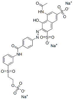 trisodium 5-(acetylamino)-4-hydroxy-3-[[4-[[[3-[[2-(sulphonatooxy)ethyl]sulphonyl]phenyl]amino]carbonyl]phenyl]azo]naphthalene-2,7-disulphonate,80419-51-8,结构式