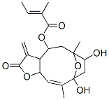2-Methyl-2-butenoic acid 2,3,3a,4,5,6,7,8,9,11a-decahydro-7,9-dihydroxy-6,10-dimethyl-3-methylene-2-oxo-6,9-epoxycyclodeca[b]furan-4-yl ester Structure