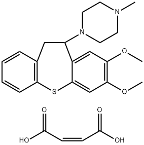 1-(10,11-Dihydro-7,8-dimethoxydibenzo(b,f)thiepin-10-yl)-4-methylpiper azine maleate hydrate 化学構造式